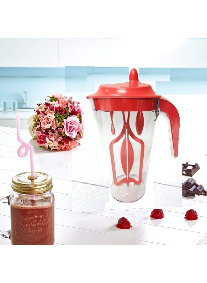 إبريق خلط يدوي مع مضرب – خلاط كريمة وعجين بلاستيكي بيد وغطاء - Image 1